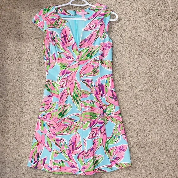 lilly pulitzer fit and flare dress NWT Lilly Pulitzer Maryanne Surf Blue Luscious Lions Fit Flare Dress Size 16